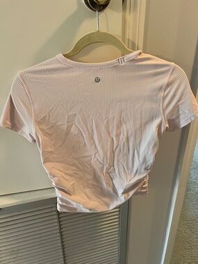 lululemon athletica Ribbed Pale Pink Short Sleeve Crop Tee